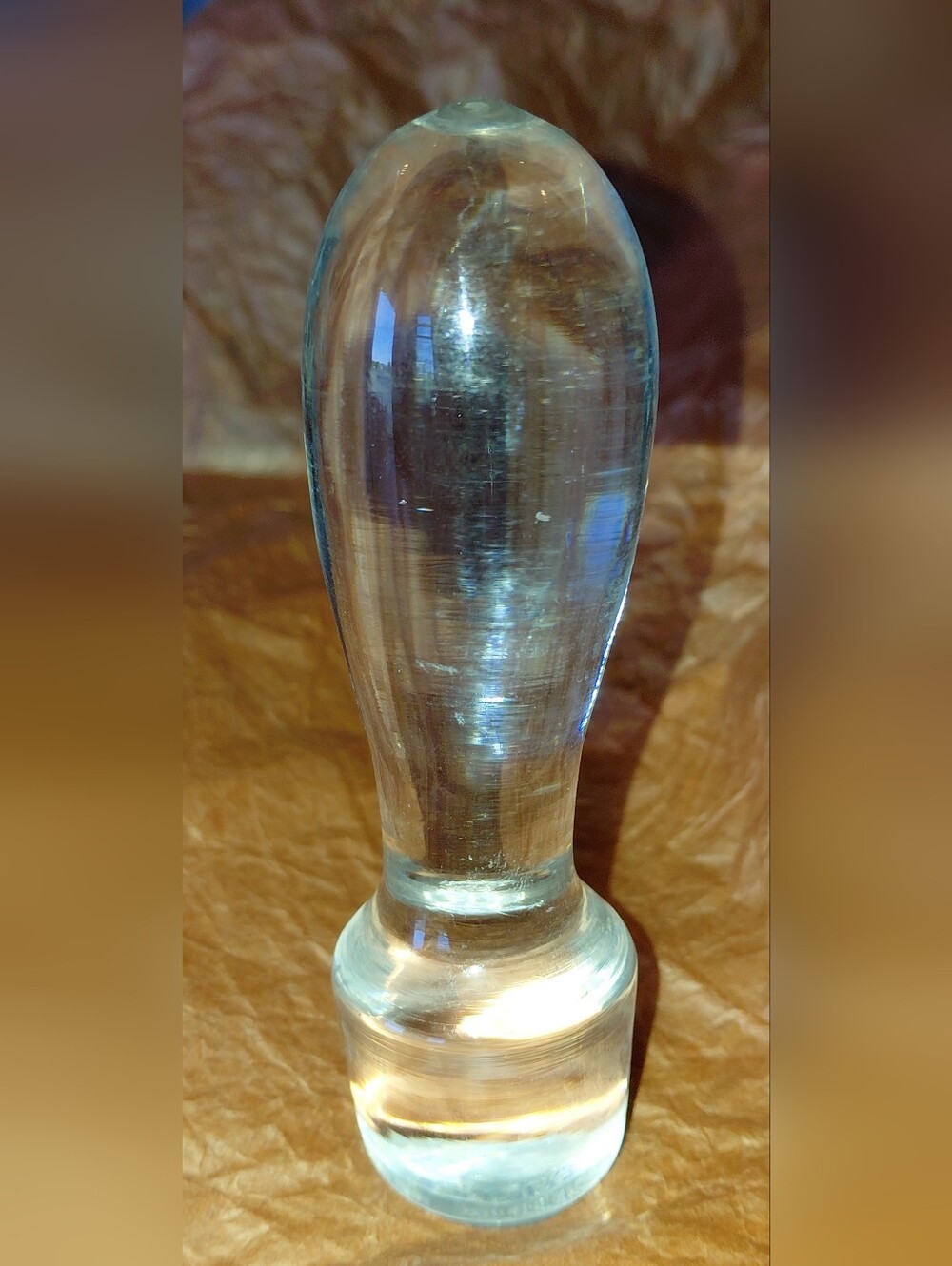 NEW Lg4.5" Clear, Smooth Tapered Glass Bottle Stopper, Rounded Top, Collectable